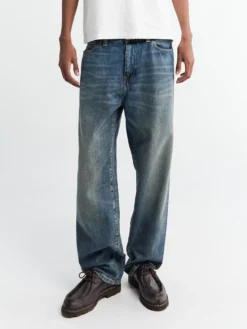 Aaron Pants i Blå Worn Washed