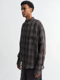 Above Shirt i Penumbra Check Sheercoat Linen