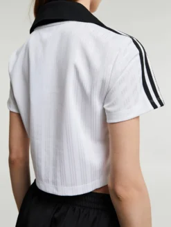 Adicolor Football Jacquard V-Neck Crop Polo i Hvid
