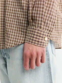 Airy Light Cotton Check Big Shirt i Brun Gingham Check