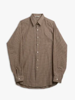Airy Light Cotton Check Big Shirt i Brun Gingham Check