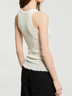 Ajouré Wool & Silk Top i Ivory