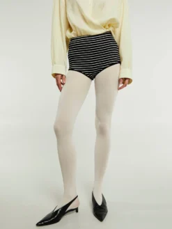 Alissa Striped Knit Trusser i Sort and Hvid Striber