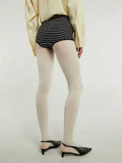 Alissa Striped Knit Trusser i Sort and Hvid Striber