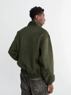 Baby Camel Flannel Zip Blouson i Dark Olive