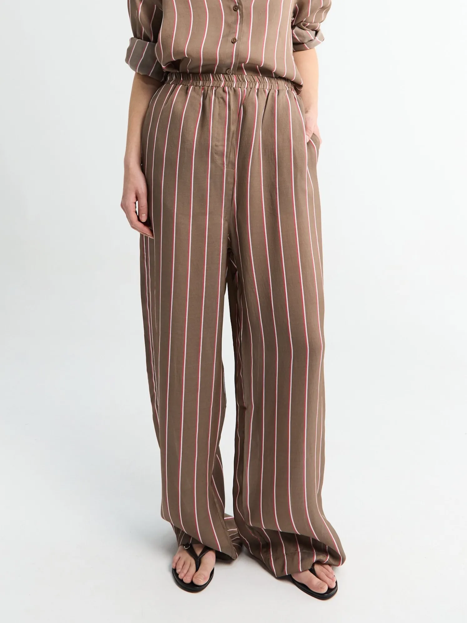Baxter Fluid Track Pants i Brun Multi Stribe