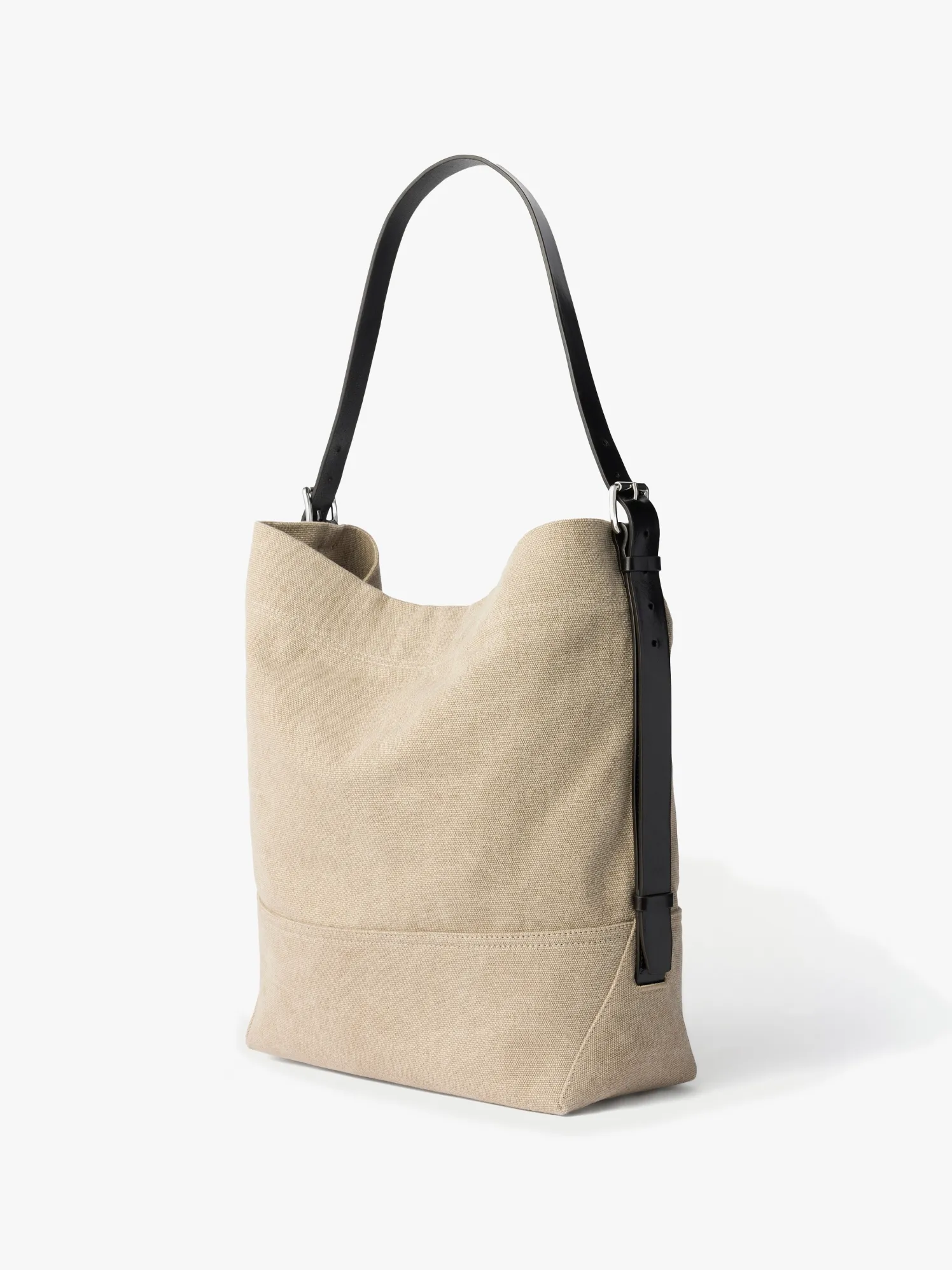 Belted Tote Bag i mørk hør-struktur