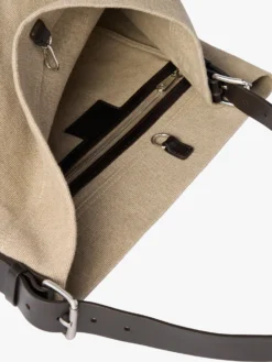 Belted Tote Bag i mørk hør-struktur