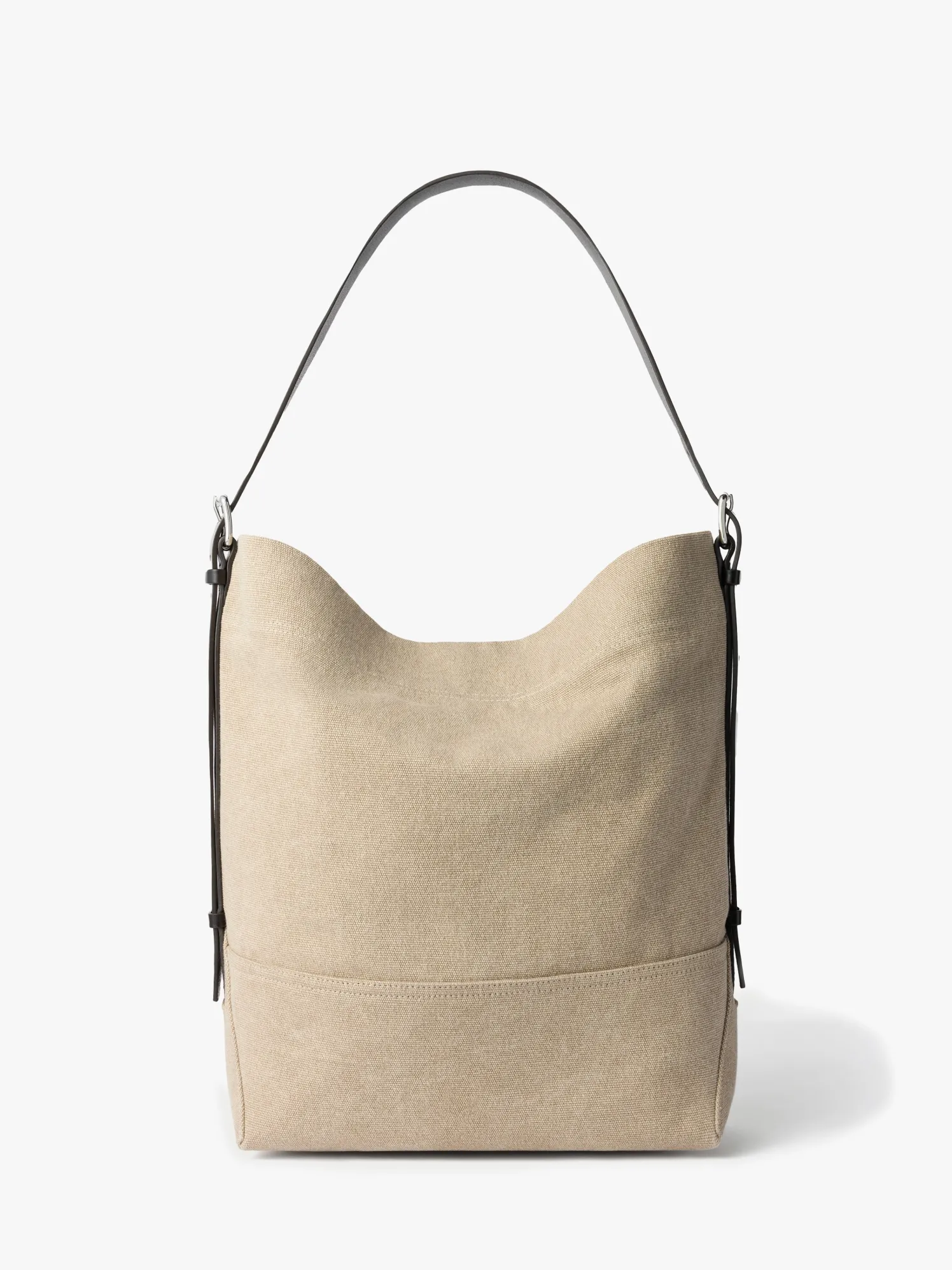Belted Tote Bag i mørk hør-struktur