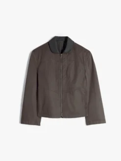 Blouson med læderkrave i Risretto