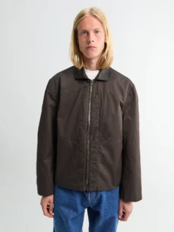 Blouson med læderkrave i Risretto