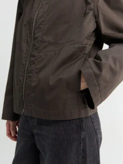 Blouson med læderkrave i Risretto