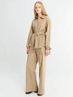 Bomuld Poplin Bukser i Beige