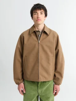 Bonded Tropical Wool Zip Blouson i Top Brown