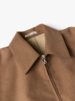Bonded Tropical Wool Zip Blouson i Top Brown