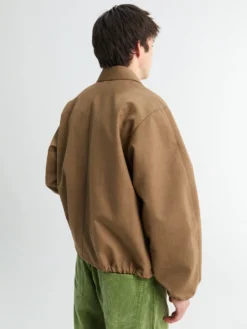 Bonded Tropical Wool Zip Blouson i Top Brown