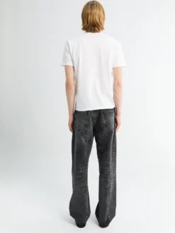 Brede Twist Jeans i Dybsort Slidt