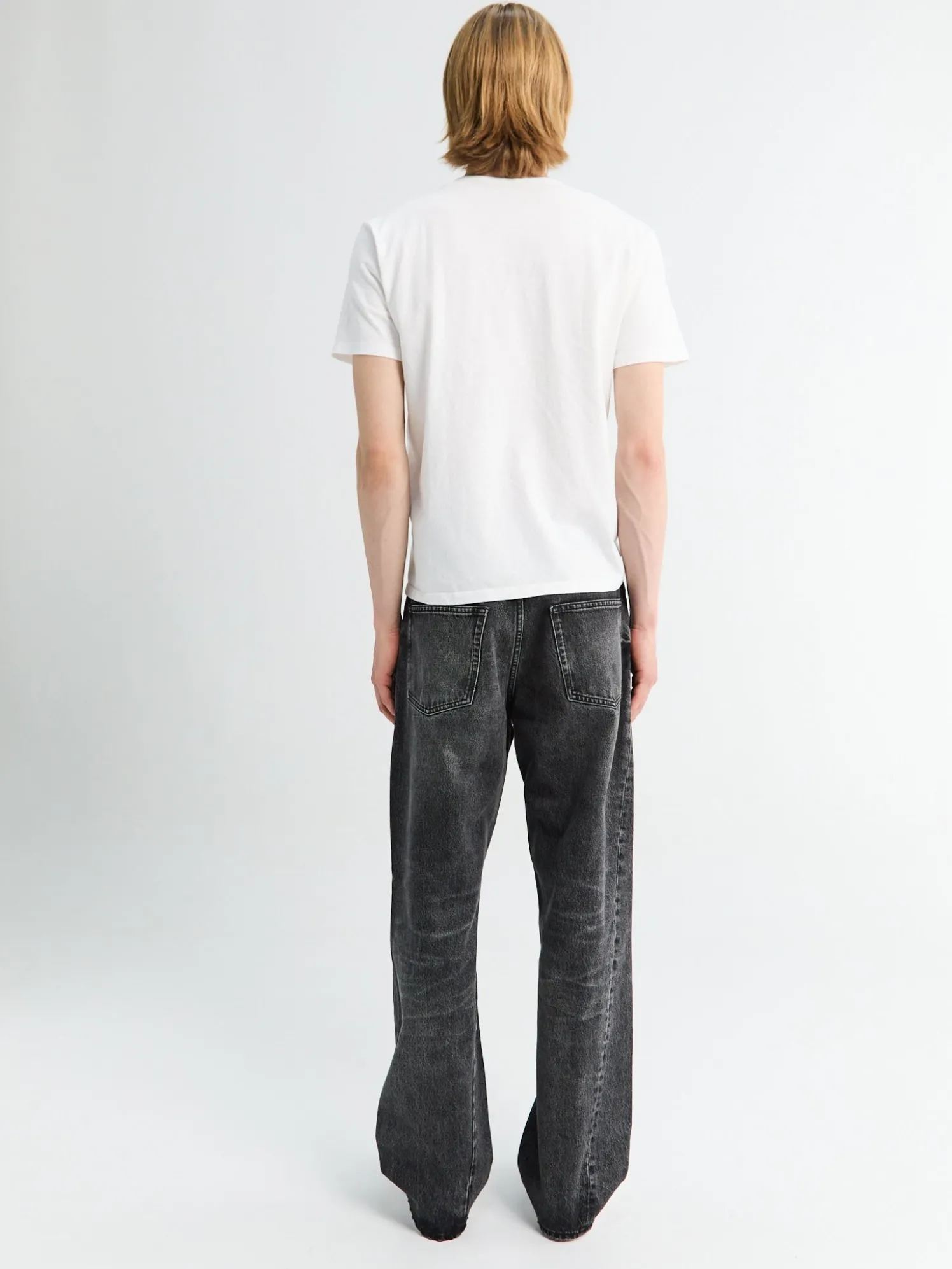 Brede Twist Jeans i Dybsort Slidt