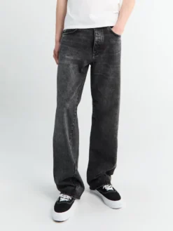 Brede Twist Jeans i Dybsort Slidt