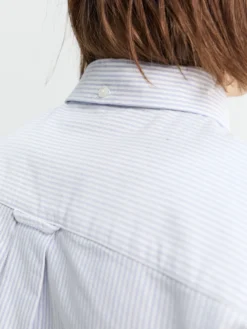 Button Down Oxford Skjorte i Blå Stribe