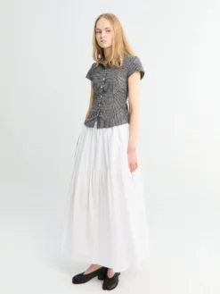 Cap Sleeve Slim Skjortebluse i Sort Tern