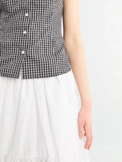 Cap Sleeve Slim Skjortebluse i Sort Tern