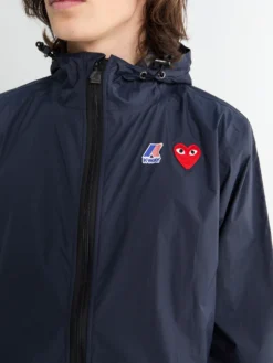 CDG x K-Way Full Zip Pakbar Jakke i Navy