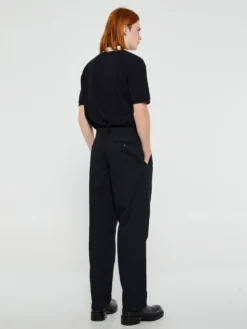 Classic Twill Double-Pleat Bukser i Sort