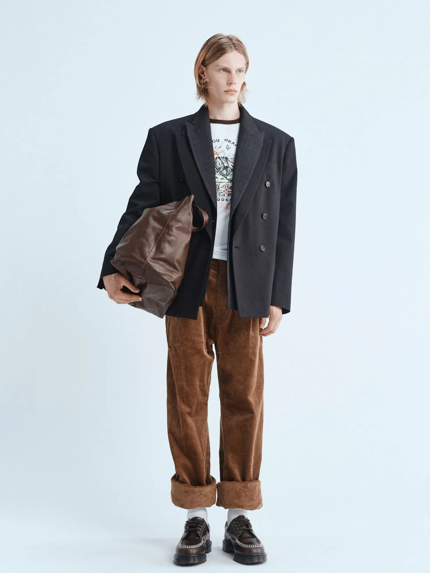 Corduroy Box Trousers i Cognac