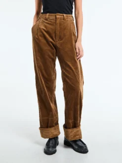 Corduroy Box Trousers i Cognac
