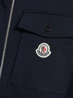 Cotton Gabardine Zip-Up Skjorte Jakke i Navy