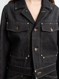 Cropped Blouson med Studs i Slate