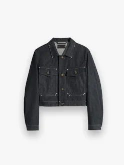 Cropped Blouson med Studs i Slate