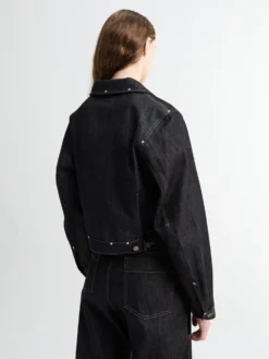 Cropped Blouson med Studs i Slate