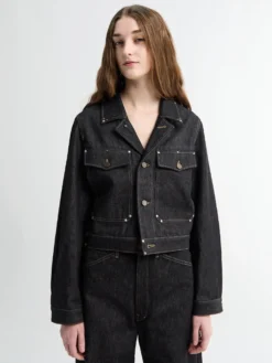Cropped Blouson med Studs i Slate