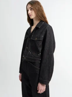 Cropped Blouson med Studs i Slate