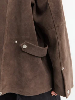 Dash Læder Suede Utility Jakke i Grå