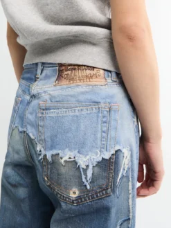 Denim Bukser i Mellemblå Bomuld
