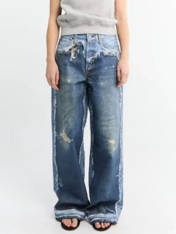 Denim Bukser i Mellemblå Bomuld