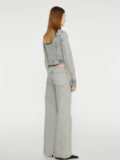 Denim Jakke i Blå og Beige