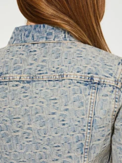 Denim Jakke i Blå og Beige