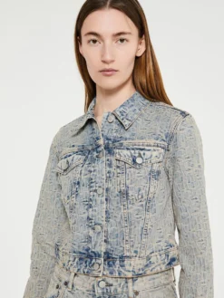 Denim Jakke i Blå og Beige