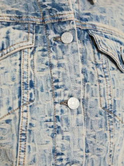 Denim Jakke i Blå og Beige