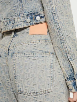 Denim Jakke i Blå og Beige