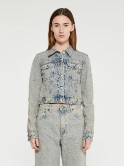 Denim Jakke i Blå og Beige