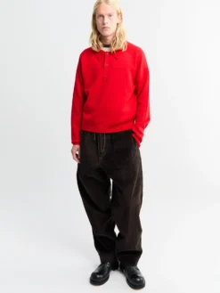 Ed Unlined Exaggerated Bomuldsfløjl Drawstring Bukser i Dark Chocolate Brown