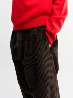 Ed Unlined Exaggerated Bomuldsfløjl Drawstring Bukser i Dark Chocolate Brown