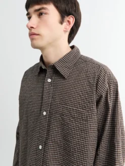 Espevik Check Oversized Skjorte i Taupe
