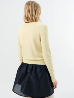 Essential Crewneck Knit Cardigan i Lemon