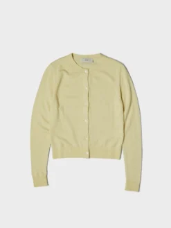 Essential Crewneck Knit Cardigan i Lemon